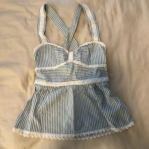 Sweetheart Striped Corset Peplum Top